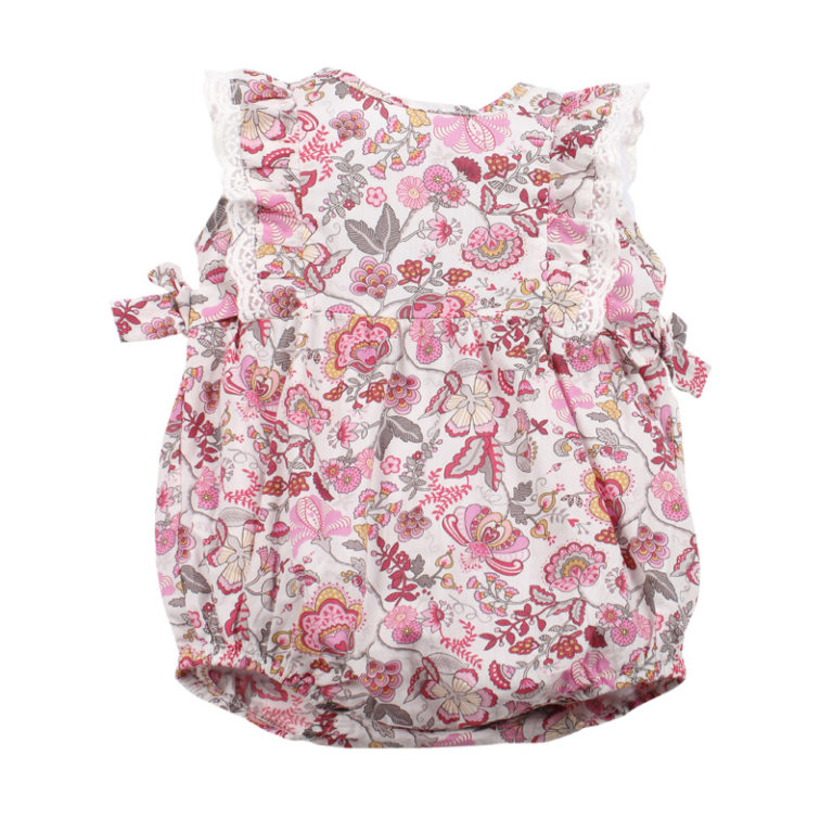 BEBE Liberty Frill Romper with Bows - Mabelle